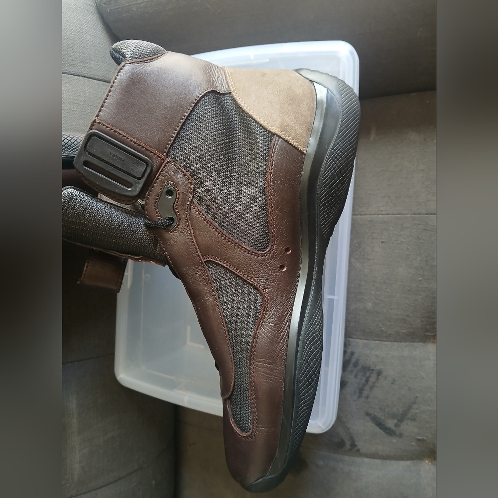 VINTAGE Prada Linea Rossa America’s Cup High-Top - Espresso Brown - US 12 (UK 11 - Picture 3 of 9